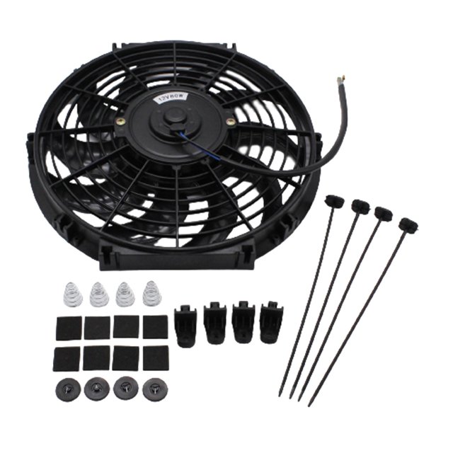 Ventilador de refrigeración de radiador eléctrico, dispositivo de refrigeración de motor negro de 12 pulgadas, 10 cuchillas, 12V, Universal