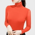 thumbnail image 4 of Sexlip Women's Soft Long Sleeve High Neck Sheer Mesh Tops Pullover Baselayer Fitted Undershirts Lightweight Slim Trendy Shirts Orange XXL, 4 of 6