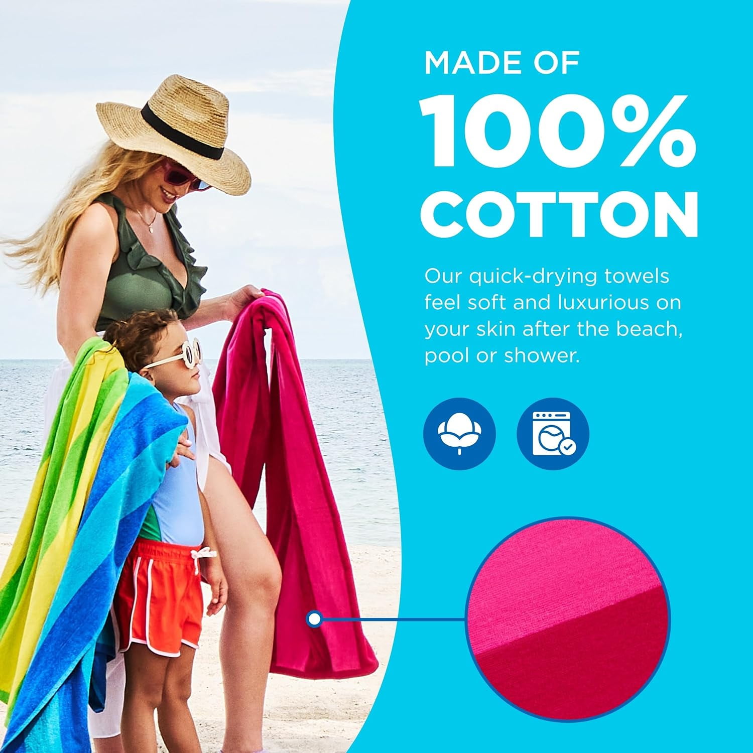 Kaufman - Ultrasoft, Plush ,100% Combed Ring Spun Yarn dye Cotton Velour Tonal Stripe Oversized 30”x60” Highly Absorbent, Quick Dry, Colorful Striped Beach, Pool and Bath Towel. (4)