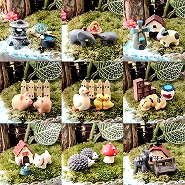 Flmtop 3 Pcs/set Figurines d'Animaux en Résine Imitation Haute Collection Micro Paysage Décor Miniature pour Maison Bureau