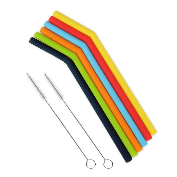 ACDANC Colorful Reusable Silicone Straws Set of 6 Eco-Friendly Durable and Flexible Drinking Straws for Smoothies Juices Silicone Straws Reusable