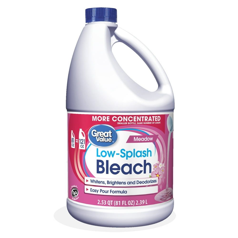 Great Value LowSplash Bleach, Meadow Scent, 81 Fluid Ounce Walmart