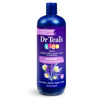 Dr Teal's Kids 3-in-1 Bubble Bath, Body Wash & Shampoo,  Bath with Melatonin, 20 fl oz