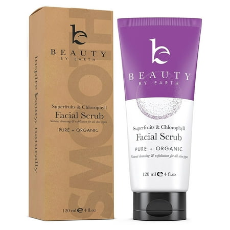 Beauty By Earth Cleanser Microdermabrasion Face Scrub & Cleanser, Natural & Organic Ingredients, Exfoliating Facial Wash for Deep Pore Cleansing and Anti Aging Best for Mens and Women Acne, Dry, Oily or Sensitive Skin ()