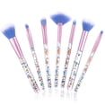 thumbnail image 1 of Paquete de 7 brochas de maquillaje, juego de brochas de cosméticos con brillo elegante, brocha de mezcla profesional con mango de lentejuelas de cristal (azul), 1 of 5