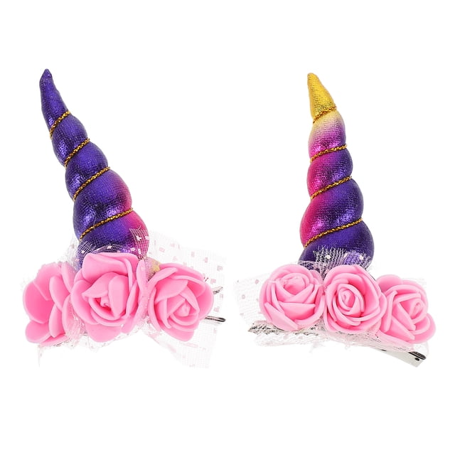 2 Pcs Pinces à Cheveux Licorne Corne Épingles à Cheveux Dessin Animé Accessoires pour Cheveux de Bébé Filles