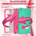 thumbnail image 4 of Dteck Case for Lenovo Tab M10 Plus 2022 10.6 inch, Heavy Duty Hybrid Shockproof Rugged Drop Protection Cover Built with Kickstand for Lenovo TB125FU/TB128FU/TB128XU Tablet, Mint+Rose, 4 of 9