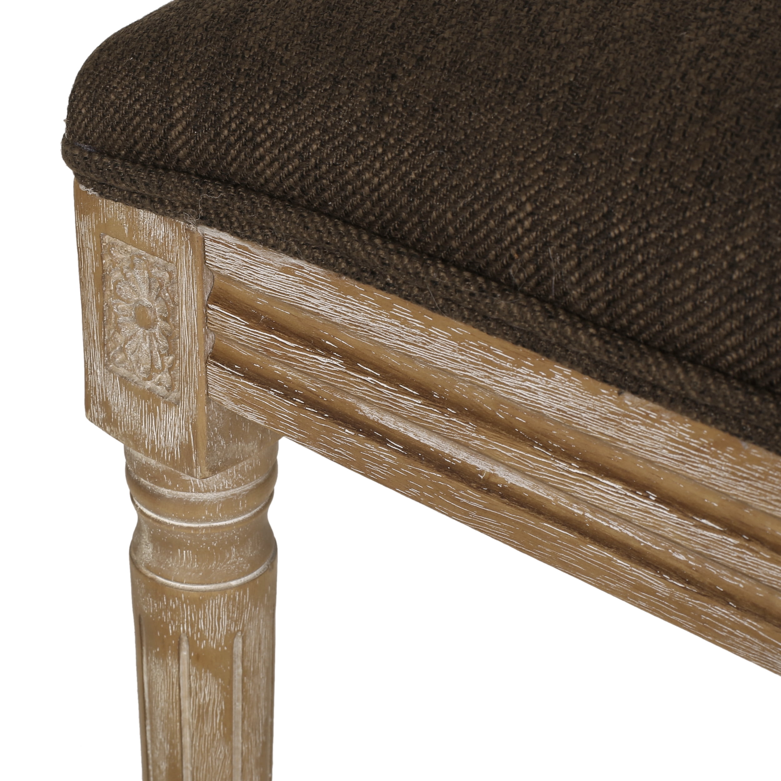 Noble House Robin French Wood Upholstered Dining Chair, Set of 4, Brown