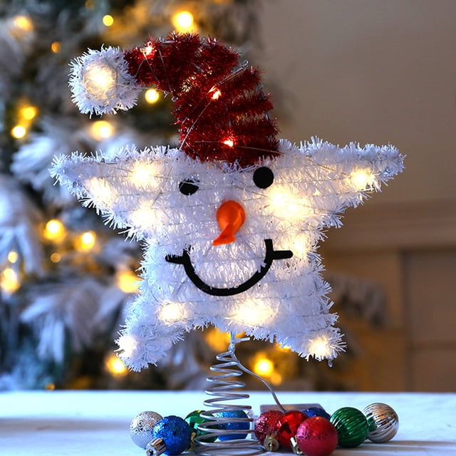 Linnome Snowman Themed Tree Topper - Whimsical Christmas Character Design for Festive Home Decor