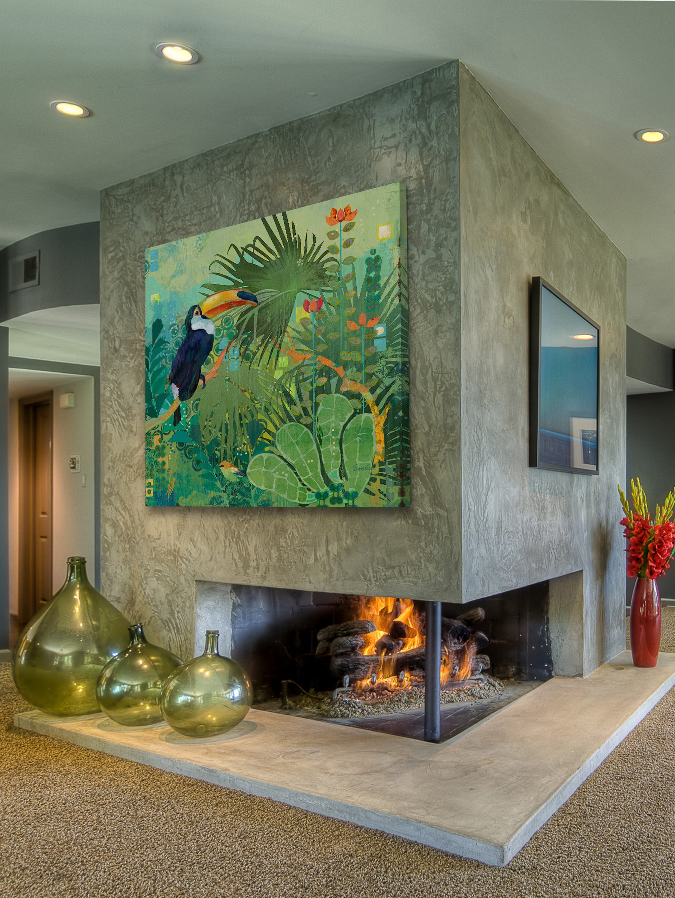 "Toucans and Flowers" Painting Print on Wrapped Canvas