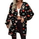 thumbnail image 1 of Puntoco moda mujer Navidad estampado suelto manga larga cárdigan otoño abrigo blusa Rollbacks Puntoco Puntoco-3098, 1 of 6