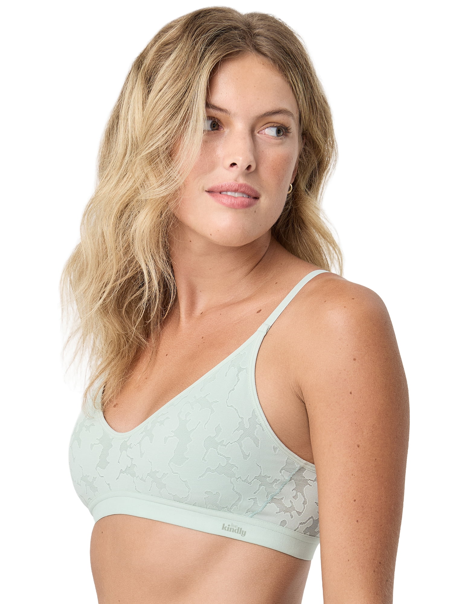 Kindly Yours Women’s Wire Free Scoop Neck Lace Bralette, Sizes S-XXXL