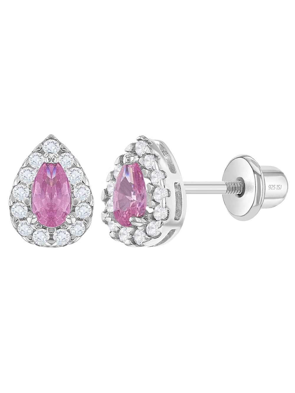 925 Sterling Silver Pink Enamel Heart Dangle Earrings for Girls Teens 