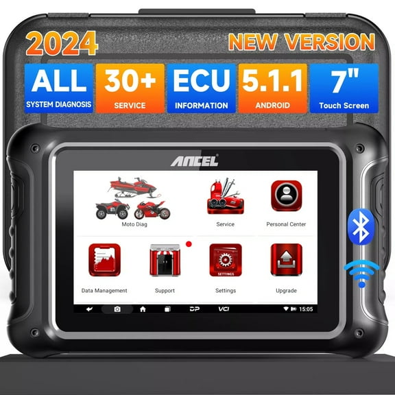 ANCEL MT700 Motorcycle OBD2 Scanner Full Systems Oil Reset, ABS Diagnostic Tool with 35  Reset Functions fit for BMW/BRP/Ducati/Harley/Honda/Indian/Suzuki, 7” Touch Screen, 16GB