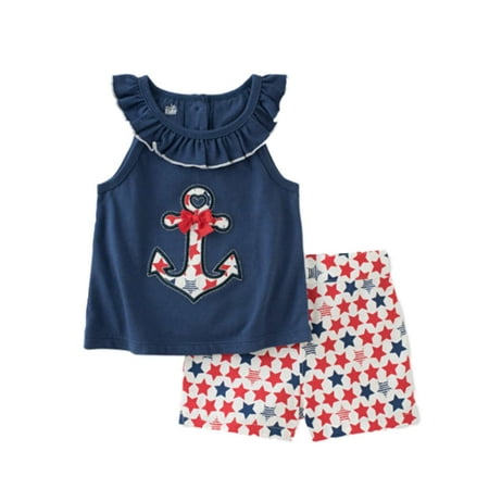 

Kids Headquarters Infant Girls Anchor Shirt & Star Shorts Patriotic Outfit 24m