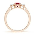 thumbnail image 2 of ANGARA Natural Cathedral Three Stone Ruby & Diamond Engagement Ring in 14K Rose Gold for Women (Size-5mm) | July Birthstone, Birthday, Anniversary, Jewelry Gift for Women | Natural Ruby Ring, 2 of 9