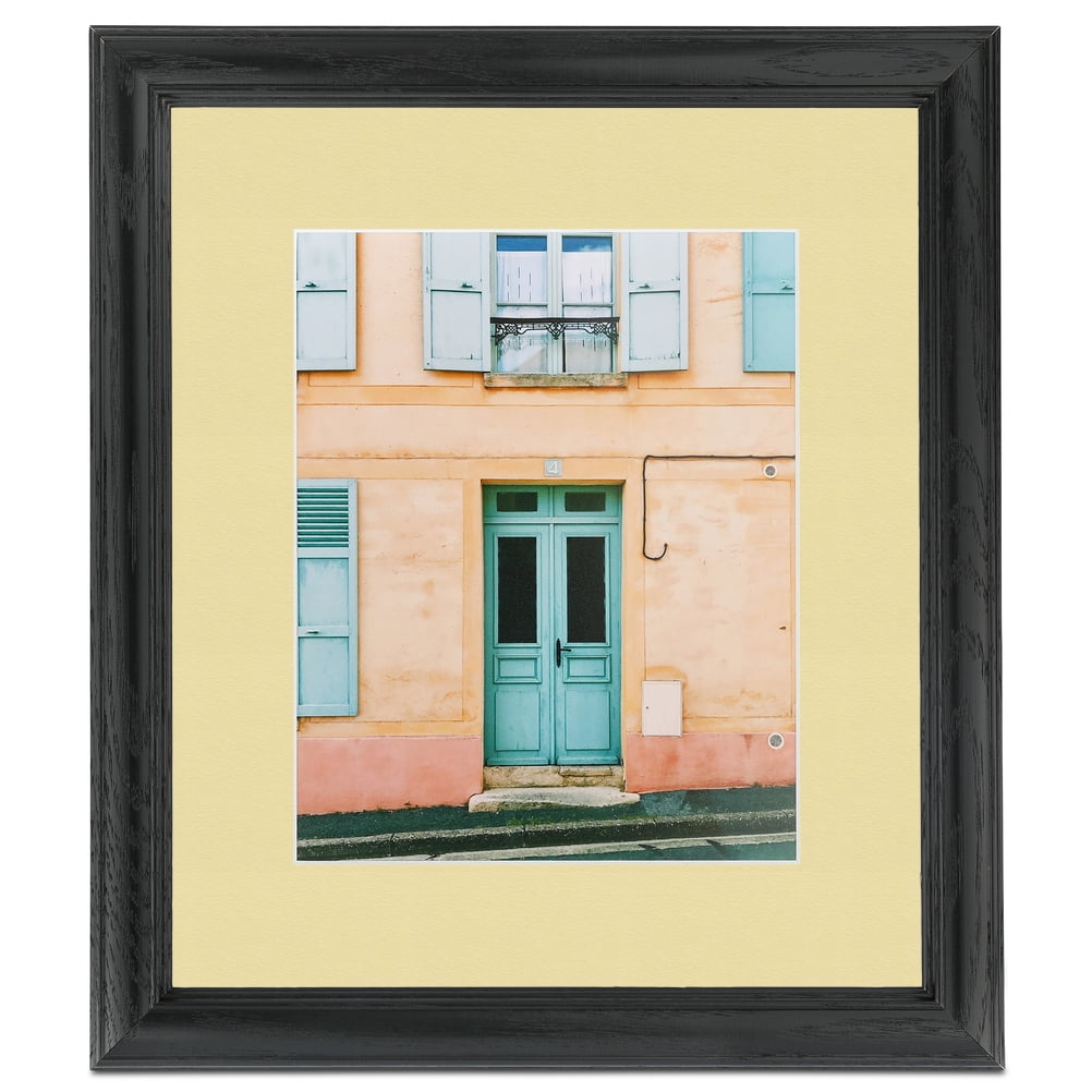 ArtToFrames 22x28 Matted Picture Frame with 18x24 Single Mat Photo Opening Framed in 1.25 Black Stain on Solid Red Oak and 2 Buttercup Mat (FWM-4083-22x28)