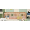 thumbnail image 6 of Kacho Floor Bed for Twin Bed with Fence and Door, Low Wood Platform Beds for Girls Boys Happy Time, Twin Playhouse Bed with Door Design, Fence Bed Playpen Bed, Natural, 6 of 9