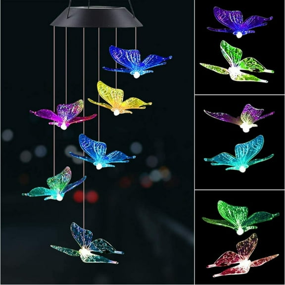 Solar Wind Chimes, Outdoor Solar Butterfly Wind Chimes,Outdoor Waterproof LED Solar Light for Porch Deck Garden Patio Decor
