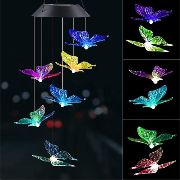 Xihbxyly Campana de Viento Solar, Luz Led Que Cambia de Color, Minicampanas con Iluminación de Cristal, Ahorro de Energía, Energía Solar, Decoración para Jardín, Patio, Mejora El Espacio Exterior, Di