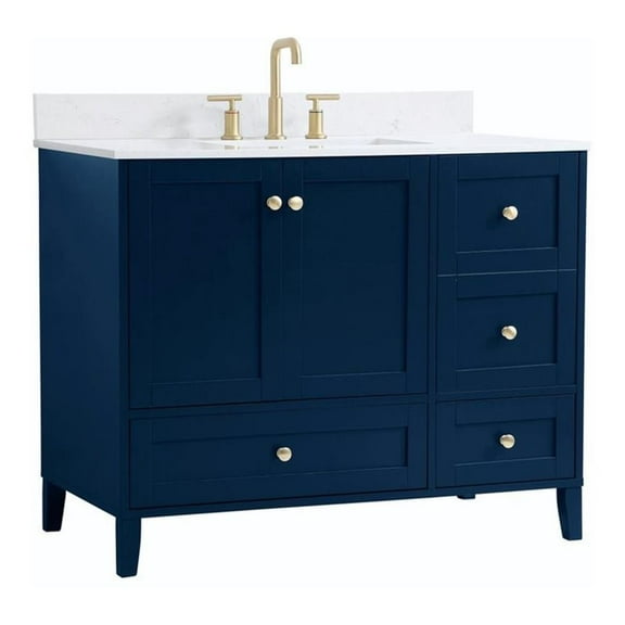 42 inch Single Bathroom Vanity in Blue with Backsplash