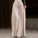 thumbnail image 2 of Pantalones casuales de cintura alta y pierna ancha con elástico para mujer: pantalones plisados, ligeramente acampanados, con bolsillos, tejido de poliéster, tallas S-XL, 2 of 4