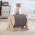thumbnail image 4 of Pefilos 11" Wood Cat Scratcher Post Toy, Cat Scratch Wheel with Bells, 360° Rotating Cat Scratching Furniture, Beige, 4 of 10