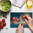 thumbnail image 4 of Hello Sunshine Cutting Board, Dreamy Tropical Beach with Abstract Sunset and Palm Trees Summertime Romance, Decorative Tempered Glass Cutting and Serving Board, Small Size, Multicolor, by Ambesonne, 4 of 5