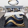 thumbnail image 2 of Designart "Waves of Blue and Gold Geode V" Abstract Bedding Covert Set - Modern Blue Bed Set With 1 Shams, 2 of 6
