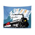 thumbnail image 1 of Train Tapestry, Simplistic Doodle of Locomotive Vapour and Round Sun Travelling, Fabric Wall Hanging Decor for Bedroom Living Room Dorm, 2 Sizes, Black Yellow, by Ambesonne, 1 of 1