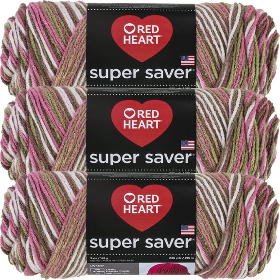 Red Heart Super Saver Yarn-Pink Camo, Multipack Of 3