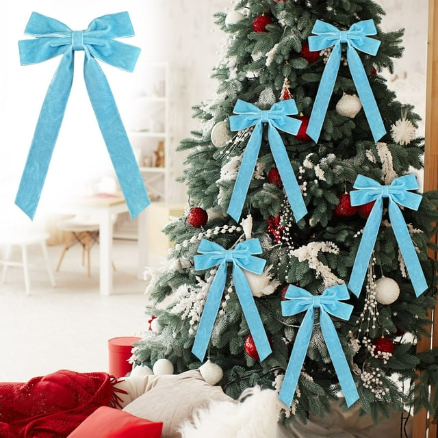 Staron Velvet Bows for Christmas Tree, 1PC Small Red Bows for Christmas Tree Bows, Red Bows Christmas Decorations for Gift Wrapping Packaging