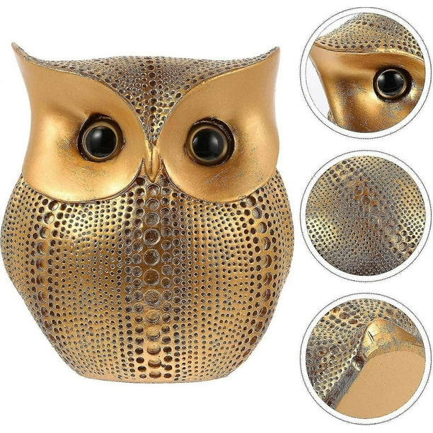 Taian Owl Statue Decoration Gold Metal Owl Figurine Shelf Decoration Animal Home Office Desk Resin O