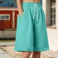 thumbnail image 2 of vigerkar Women Bermuda Shorts Knee Length High Waisted Shorts Summer Casual Capri Pants with Pockets (Light Green, M), 2 of 6