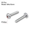 thumbnail image 2 of Unique Bargains M4x16mm Machine Screws Pan Phillips Cross Head Screw 304 Stainless Steel Fasteners Bolts 20Pcs, 2 of 3