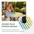 thumbnail image 4 of Round Outdoor Tablecloth with Umbrella Hole and Zipper, Thin Rainbow Striped Tablecloth with Elastic Waterproof, Farmhouse Modern Stripes Patio Table Covers for 55" - 60" Picnic Pool Tables, 4 of 9