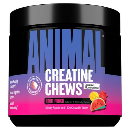 Animal Creatine Chews – 5g Creatine Monohydrate, Fast-Absorbing, No Mess Powder-Free – Fruit Punch - 30 Count
