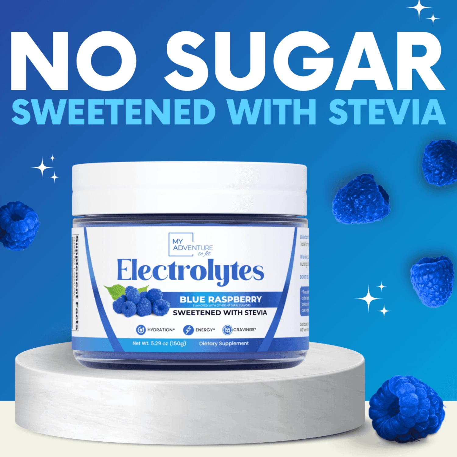 Blue Raspberry Electrolytes – 37 Servings | Zero Sugar Hydration