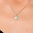 thumbnail image 3 of Gem Stone King 14K White Gold Simulated White Opal and White Created Sapphire Pendant Necklace for Women | 0.32 Cttw | Gemstone October Birthstone | Round Cabochon 6MM | With 18 inch Chain, 3 of 6