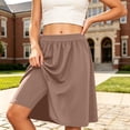 thumbnail image 3 of Knee Length Long Skorts for Girl Plain Uniform Skirts with Built in Shorts Modest Dressy Skirts for Girls (Coffee 120/6Y), 3 of 4
