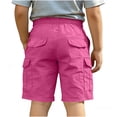 thumbnail image 3 of Bovxnpu Boys Cargo Shorts Pull-On Hiking Shorts Cargo Pocket Cotton Linen Shorts Elastic Waist School Shorts, 3 of 5