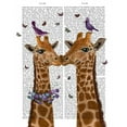 thumbnail image 2 of Fab Funky 15x18 White Modern Wood Framed Museum Art Print Titled - Kissing Giraffes with Birds, 2 of 4