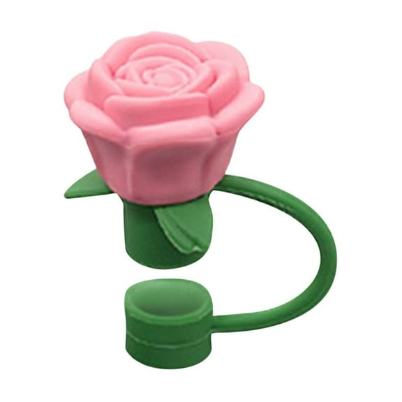 Zmeidao Rose Straw Cover Cap, Silicone Straw Topper Protector Lid for Tumblers, Dust-Proof Drinking Straw Caps for Women Valentine's Gift
