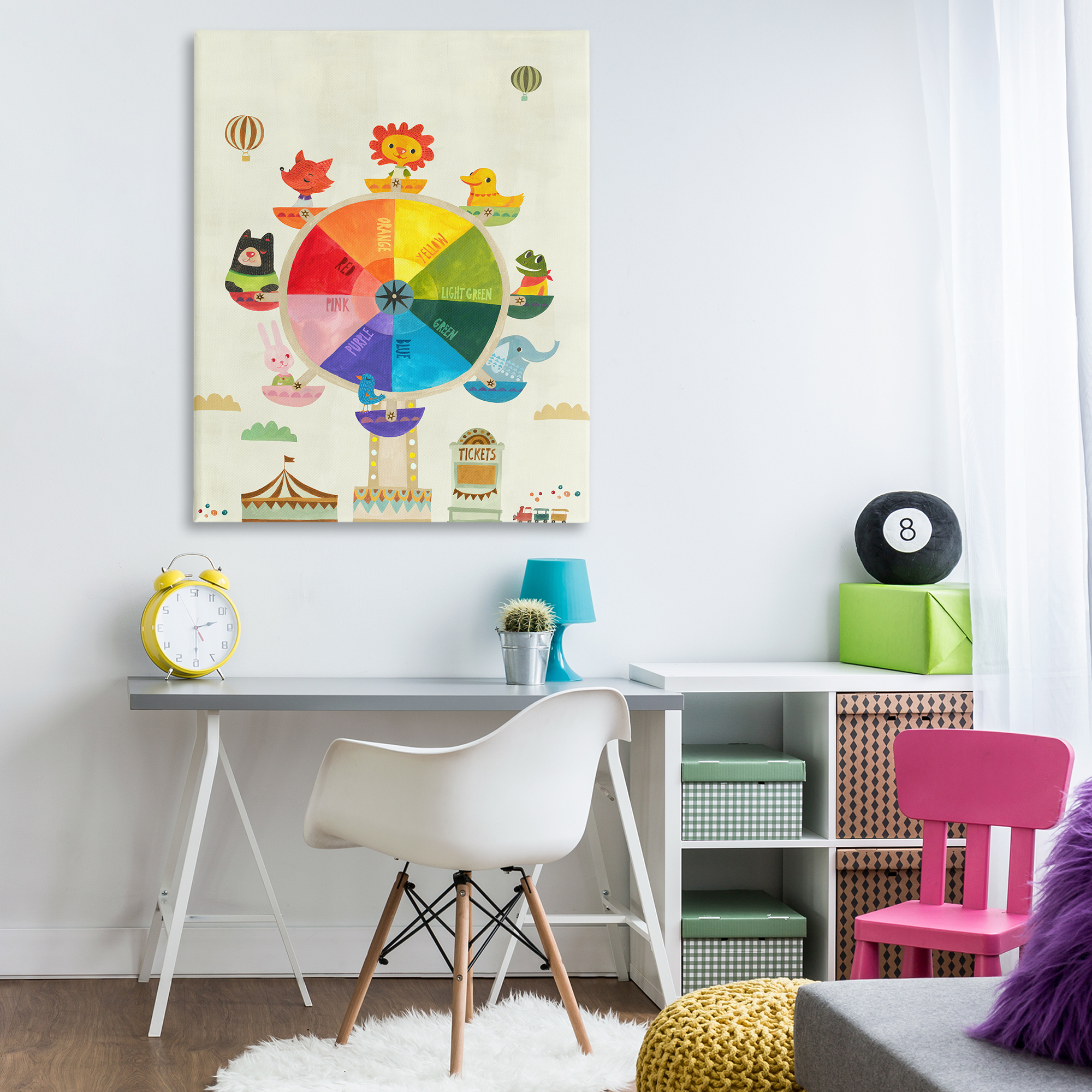 Stupell Industries Educational Hue Ferris Wheel Education Painting Wrapped Canvas Art Print Wall Art, 36 x 48