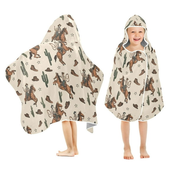 joogoo Cactus Cowboys Kids Hooded Beach Towel Baby Bath Towel 23.5"x50"