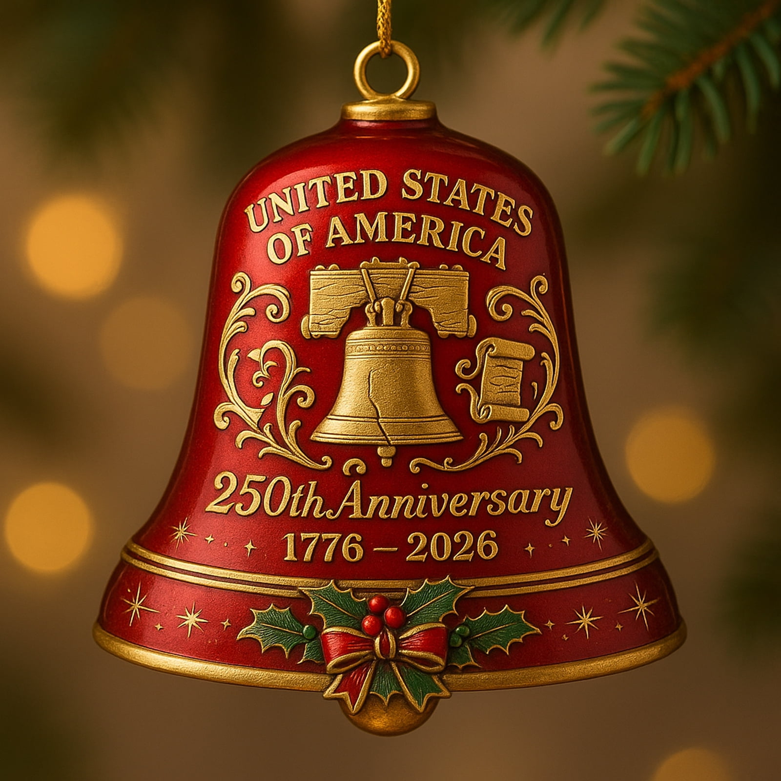 USA 250th Anniversary Liberty Bell Ornament, US Founding Pendant