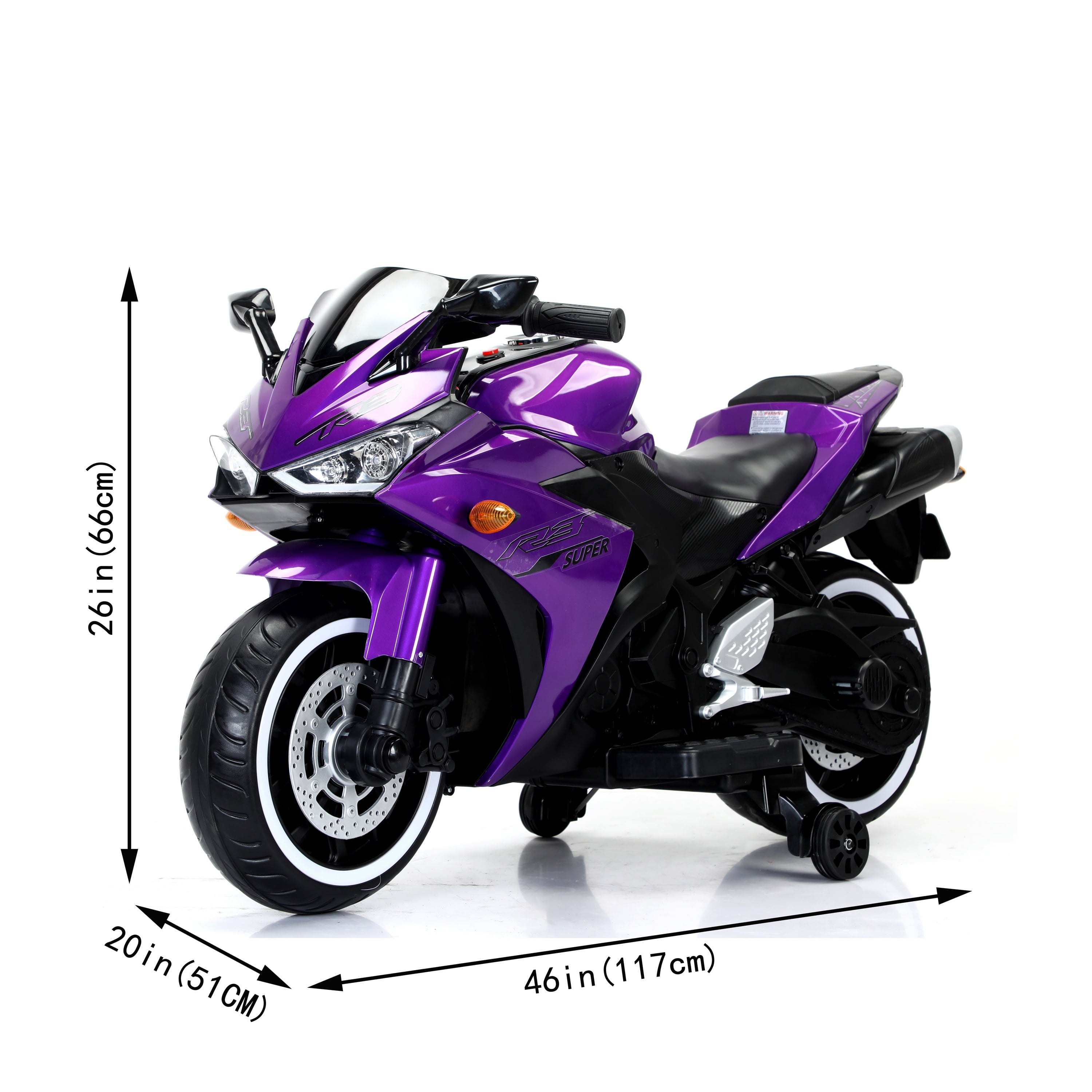 Tamco 12V Motorcycle for Kids 3-6 Years Ride On Vehicle With Training  Wheels/Manual throttle/ Drive By Hand /Lighting  Wheels