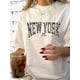 thumbnail image 1 of Camisetas para mujer, de verano, casual, manga corta, cuello redondo, con estampado, color blanco negro, blusa1pc Vintage New York Geometric-Pattern T-Shirt, Women'S Casual Crew Neck Short Sleeve Kn, 1 of 6