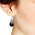 thumbnail image 4 of Floral Vine Ornate Teardrop Black Onyx .925 Silver Earrings, 4 of 5