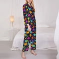 thumbnail image 3 of Goofa Colorful Dinosaur Printed Women’s 2 Piece Pajama Set Super,Pajamas Women's Long Sleeve Sleepwear Soft Button Down Loungewear Pjs Lounge Set Nightwear-Small, 3 of 9